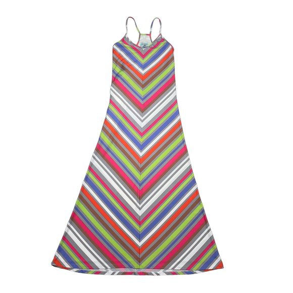 Judith‎ March Maxi Dress Sz Small Multicolor Striped Sleeveless Racerback Casual - Picture 1 of 5